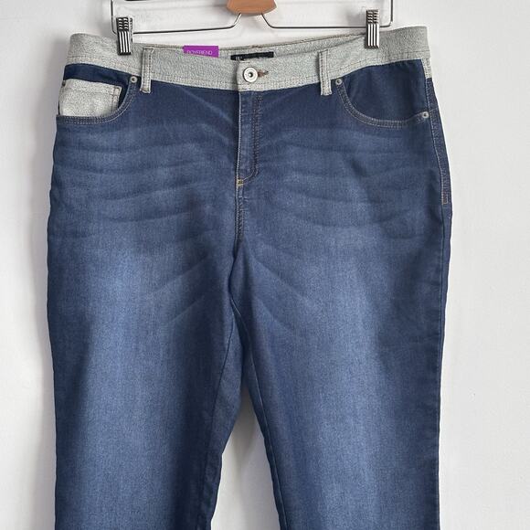 Inc International Concepts Boyfriend Jeans 14 Knit Waistband Blue Stretch 36x32 - Picture 3 of 9